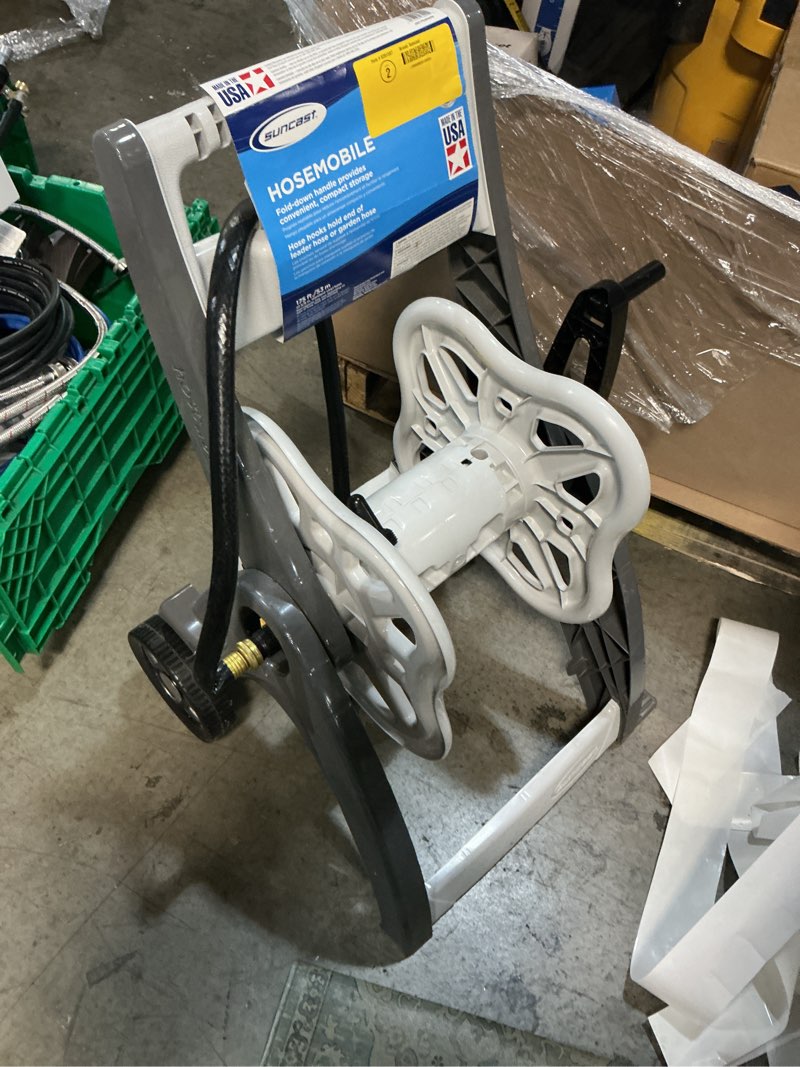 Condition photo showing As Is for suncast hosemobile plastic 175-ft cart hose reel
