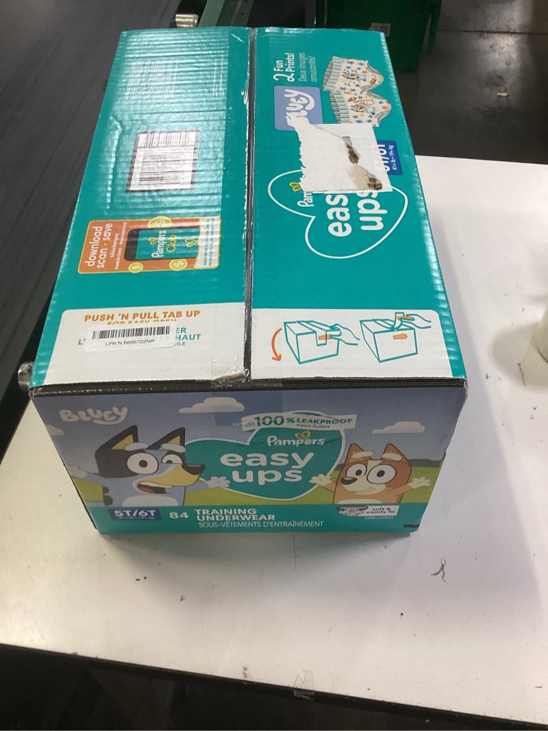 Condition photo showing New/Like New for pampers training pants - easy ups boys & girls bluey - size 5t-6t, 84 count, children's potty underwear (packaging may vary) 5t-6t 84
