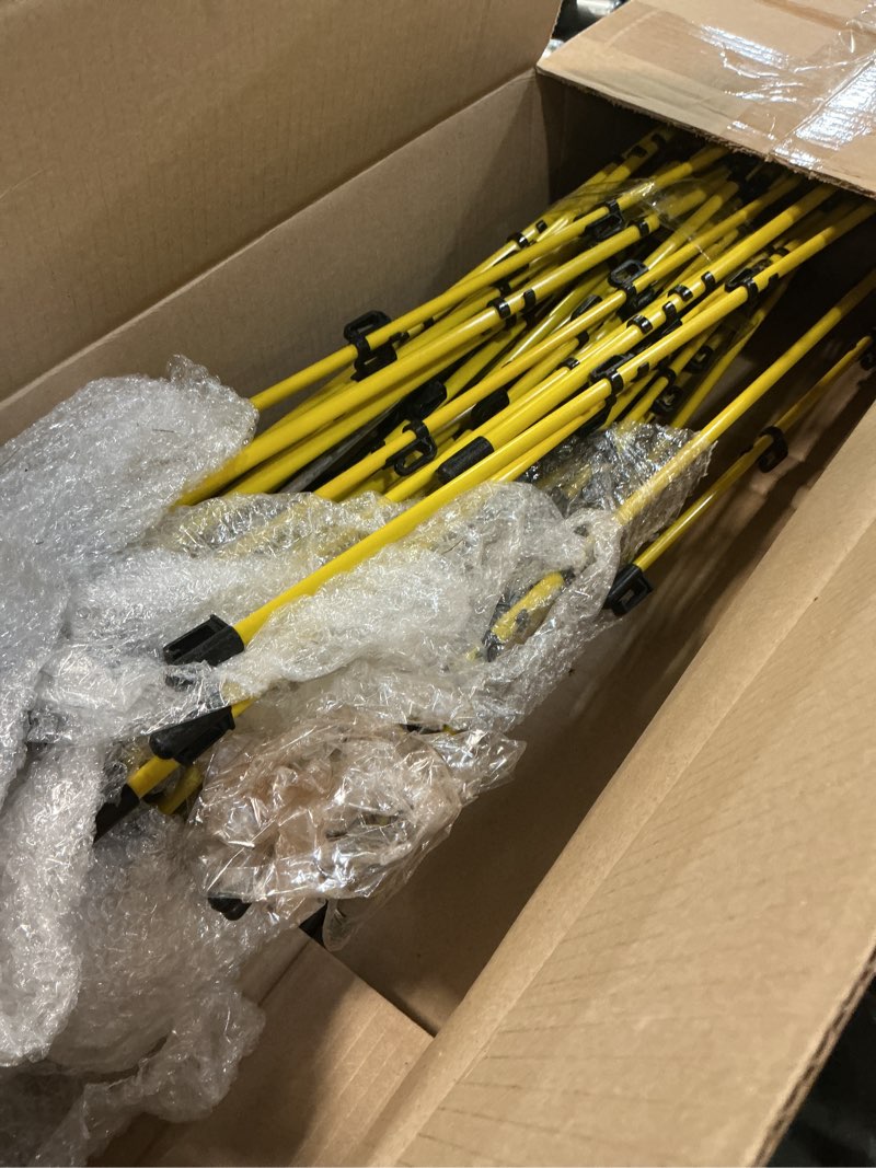 Condition photo showing As Is for Fiberglass Fence Posts 50" - 50 PCS, Electric Fence Posts with Adjustable Clips & Metal Spikes, Step in Fence Post for Patio, Garden, Lawn 50 Inch-50PC