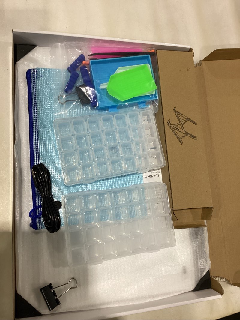 Condition photo showing As Is for a3 led light pad for diamond painting,ratukall diamond art light board kit,adjustable brightness light box for tracing with diamond painting accessories and tools includes storage case, pens,stand 02-a3 light pad kit
