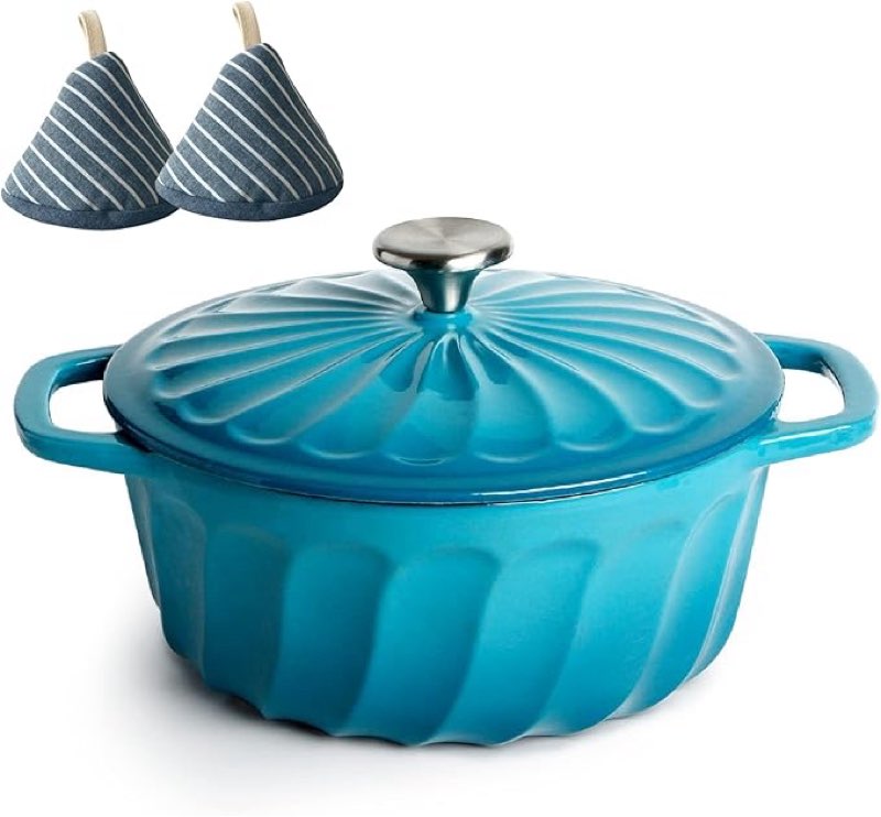 enamelled cast iron pot with lid round casserole dish 2.5l non-stick casserole dish cookware for braising roasting bread baking heavy-duty sturdy dutch oven,blue