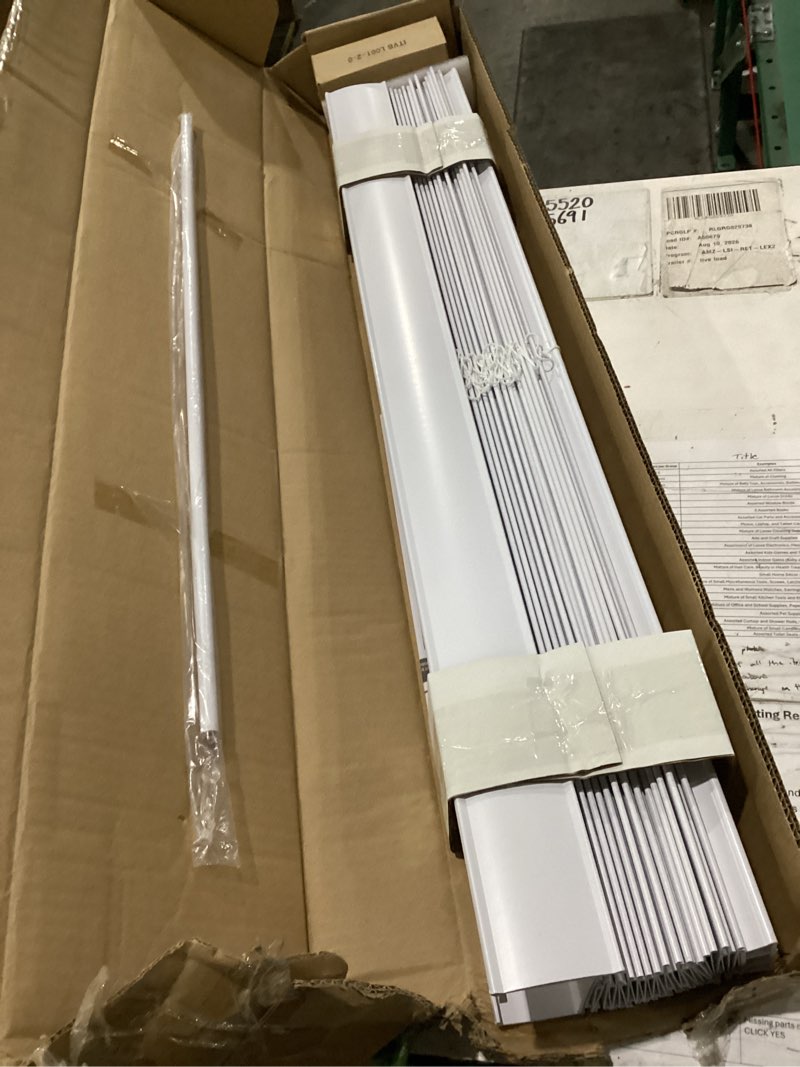Condition photo showing New/Like New for 2 inch cordless room darkening faux wood blind - 23" w x 64" l - white, over 1,000 custom sizes starting at 18.97, inside or outside mount, venetian shades for interior windows by lumino