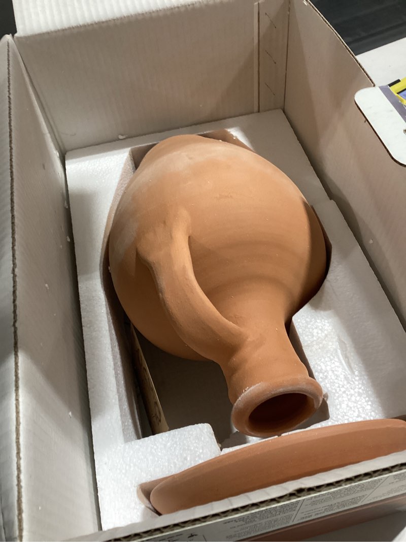 Condition photo showing Good Condition for Hakan Anadolu Natural Clay Water Pitcher Set | Unglazed Terracotta Water Carafe & Plate | Traditional Small Mud Jug | Pottery Jar for Drinking Water (Large - 106 oz) Large 106 oz