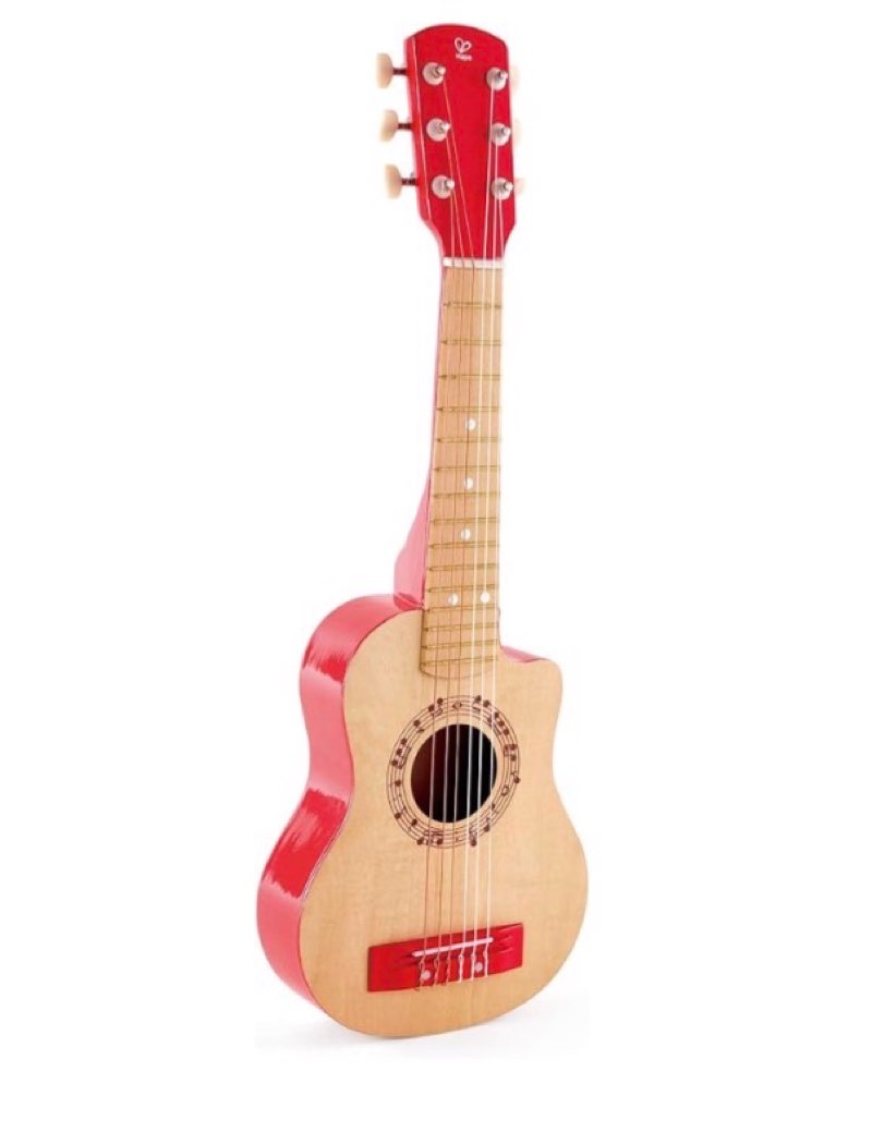hape kid's flame first musical guitar| 26 inch musical instrument with vibrant sound and tunable nylon strings, red