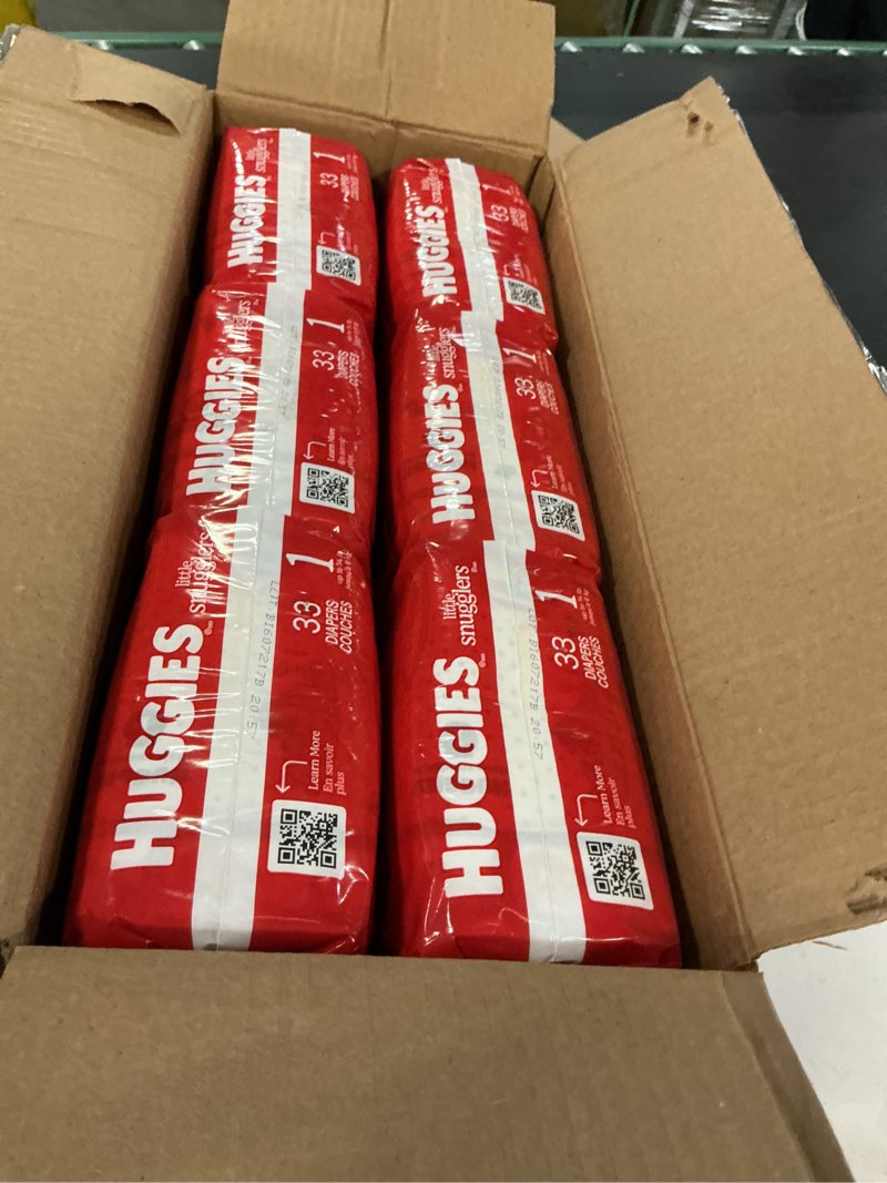 Condition photo showing New/Like New for huggies size 1 diapers, little snugglers diapers, size 1 (8-14 lbs), 198 count (6 packs of 33), packaging may vary