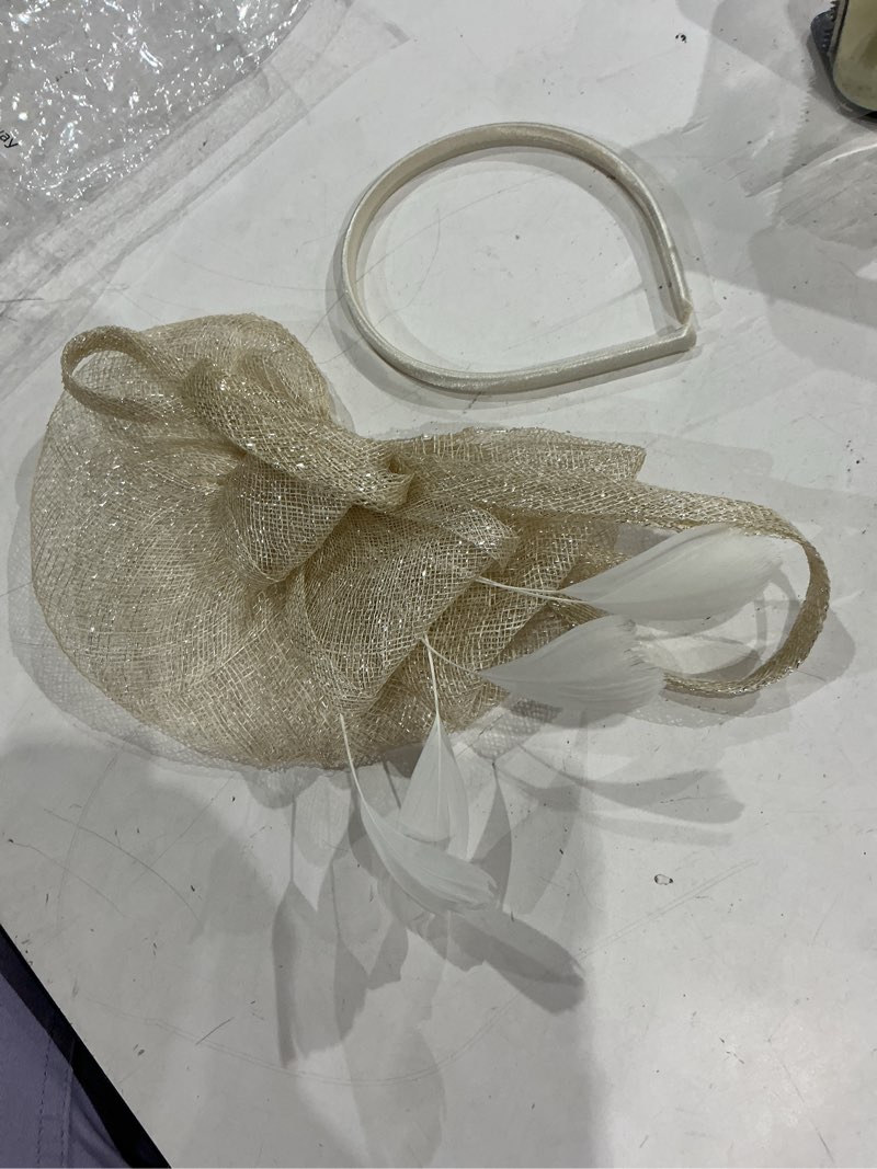 Condition photo showing Good Condition for women's fascinators hat for women tea party headband kentucky derby wedding cocktail flower mesh feathers hair clip (k1 gold), one size