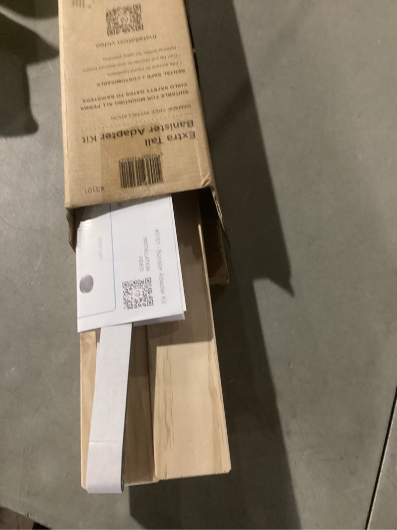 Condition photo showing As Is for perma child safety extra tall universal banister adapter kit for pressure and hardware mounted baby gates up to 42" tall, damage free install fits round or square banister posts, gate sold separately