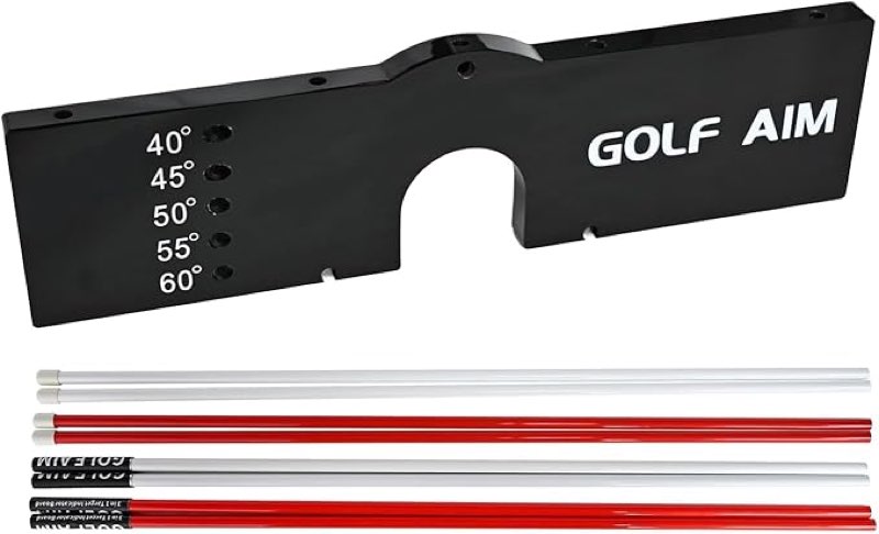 KINHUI 3.0 Golf Swing Training Aid with 8 Alignment Sticks, Golf Putting Practice Tool-5 Angles, Pos