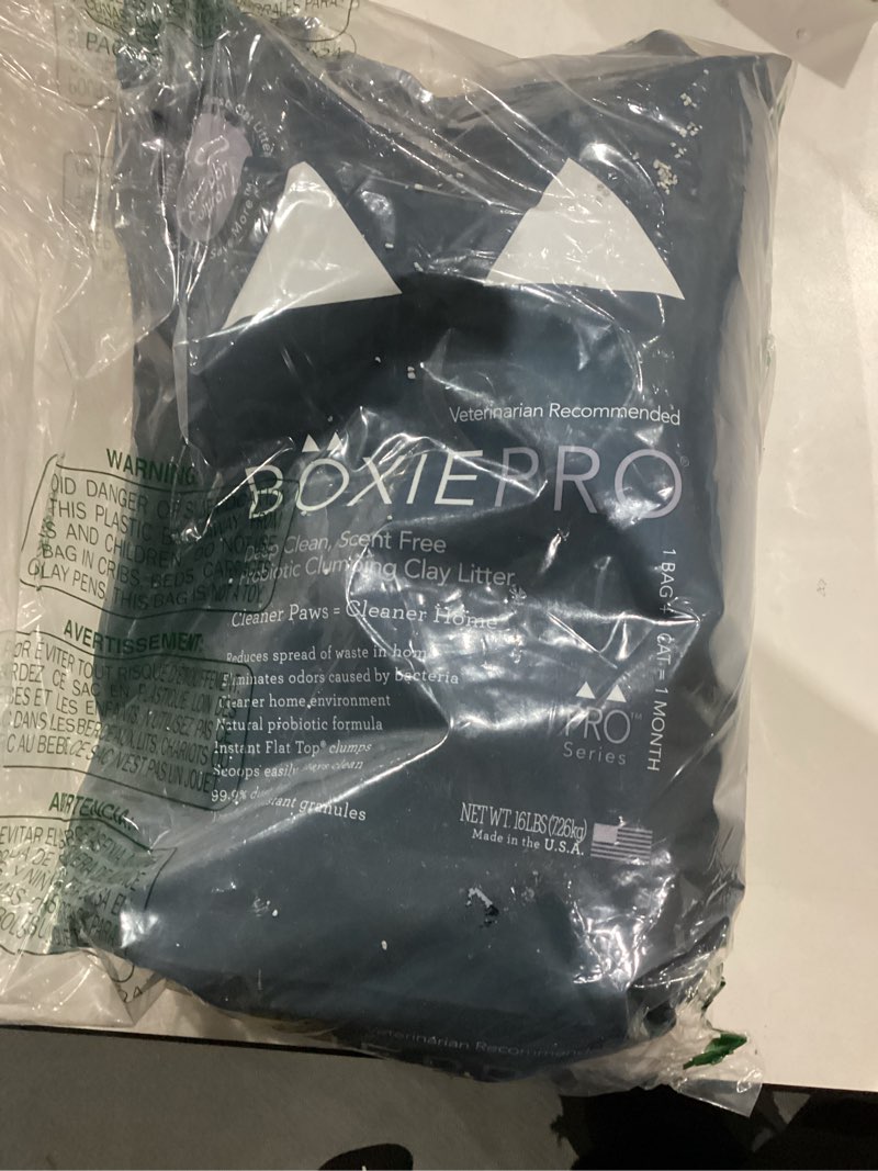 Condition photo showing New/Like New for Boxie Probiotic Cat Litter, 40 Day Odor Control, Clumping Clay Kitty Litter, Odor Eliminating Probiotics, Dust-Free, No Fragrances No Fillers, 16 lb PRO 16 lb