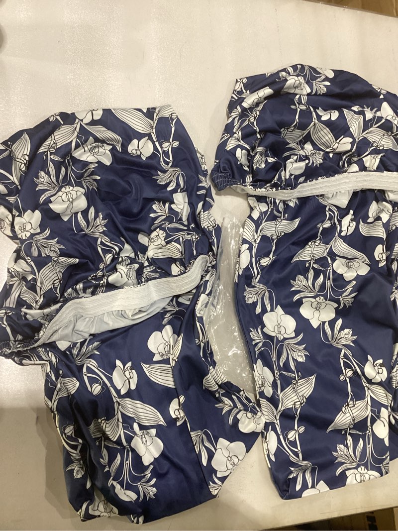 Condition photo showing New/Like New for Stretch Dining Chair Covers Set of 2,Floral Print Chair Covers,Soft Removable Washable,Pet Friendly Furniture Protector,Universal Chair Slipcovers for Home, Kitchen,Ceremony Dining Room Seat A-navy Blue + Camellias 2PCS