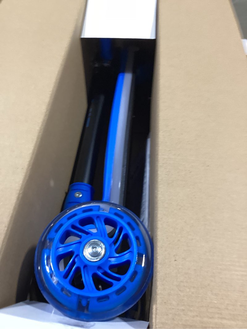 Condition photo showing Good Condition for ZIFFY 3-Wheel Light-Up Kids Scooter, Kids Balance Scooter for Boys Girls with 20 Dynamic LED Lights, 4 Adjustable Height, Lean-to-Steer Design with Anti-Slip Wide Deck for Stability - Up to 110LBS Blue