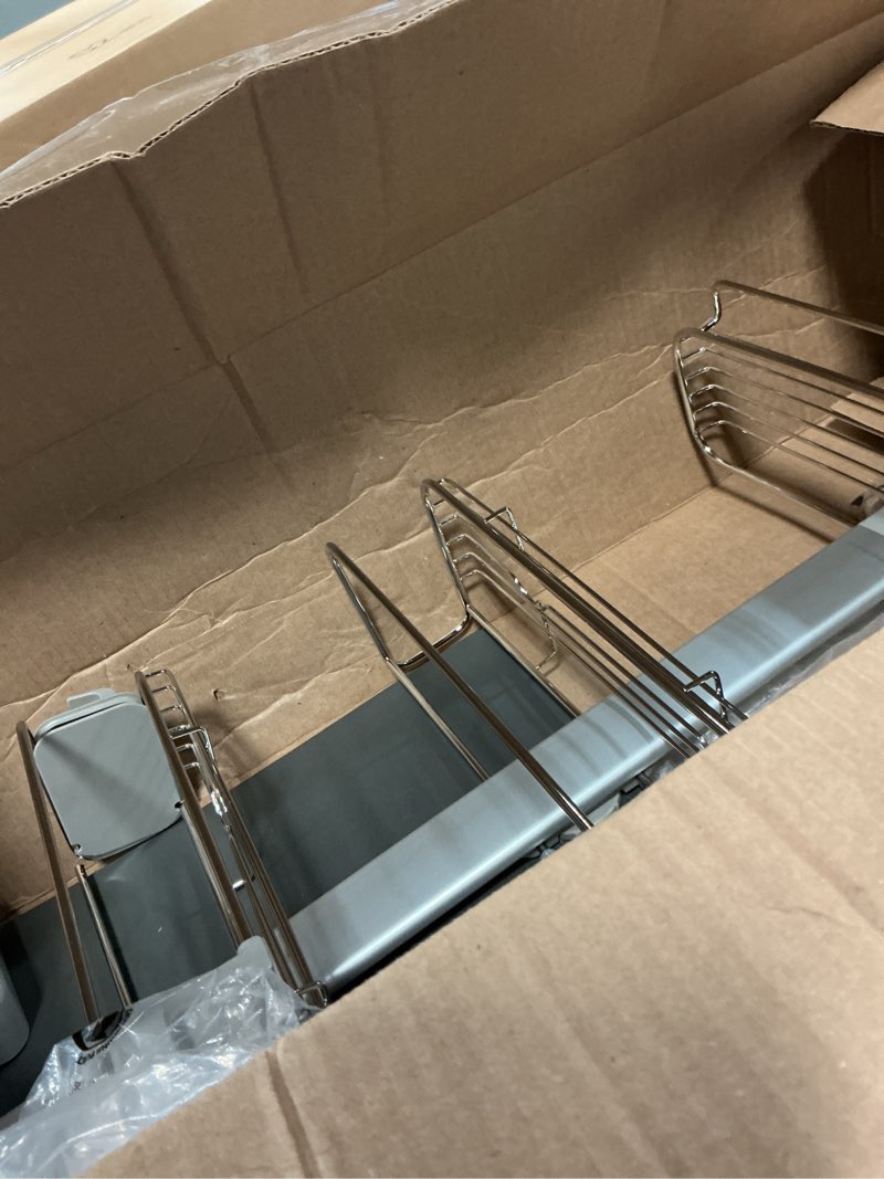 Condition photo showing As Is for simplehuman adjustable and extendable shower caddy large, stainless steel and anodized aluminum