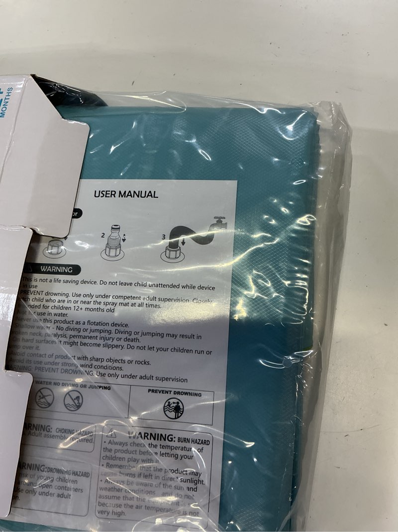 Condition photo showing New/Like New for jasonwell splash pad sprinkler for kids splash play mat outdoor water toys inflatable splash pad baby toddler pool boys girls children outside backyard dog sprinkler pool age 1 2 3 4 5 6 7 8 9 xl nonslip 75"