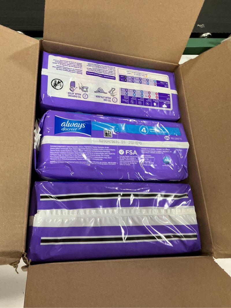 Condition photo showing New/Like New for always discreet incontinence & postpartum incontinence pads for women - moderate absorbency - size 4 - 198ct
