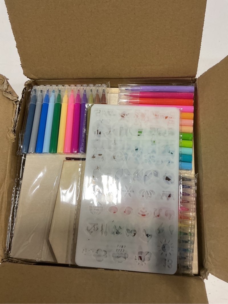 Condition photo showing New/Like New for Draupnir 92 Pcs Fun Baby Shower Games Sign Kit Babies Coloring Blocks for Baby Shower, Wooden DIY Blank Blocks Freehand Painting with 36 Paint Markers