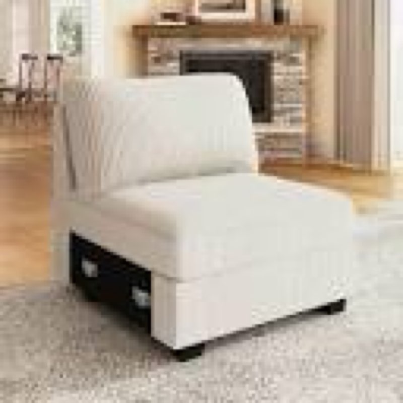 SF20240511002. MIRA/MORGAN SECTIONAL SOFA. BIEGE CORDUROY. ARMLESS SEAT. incomplete. seat piece