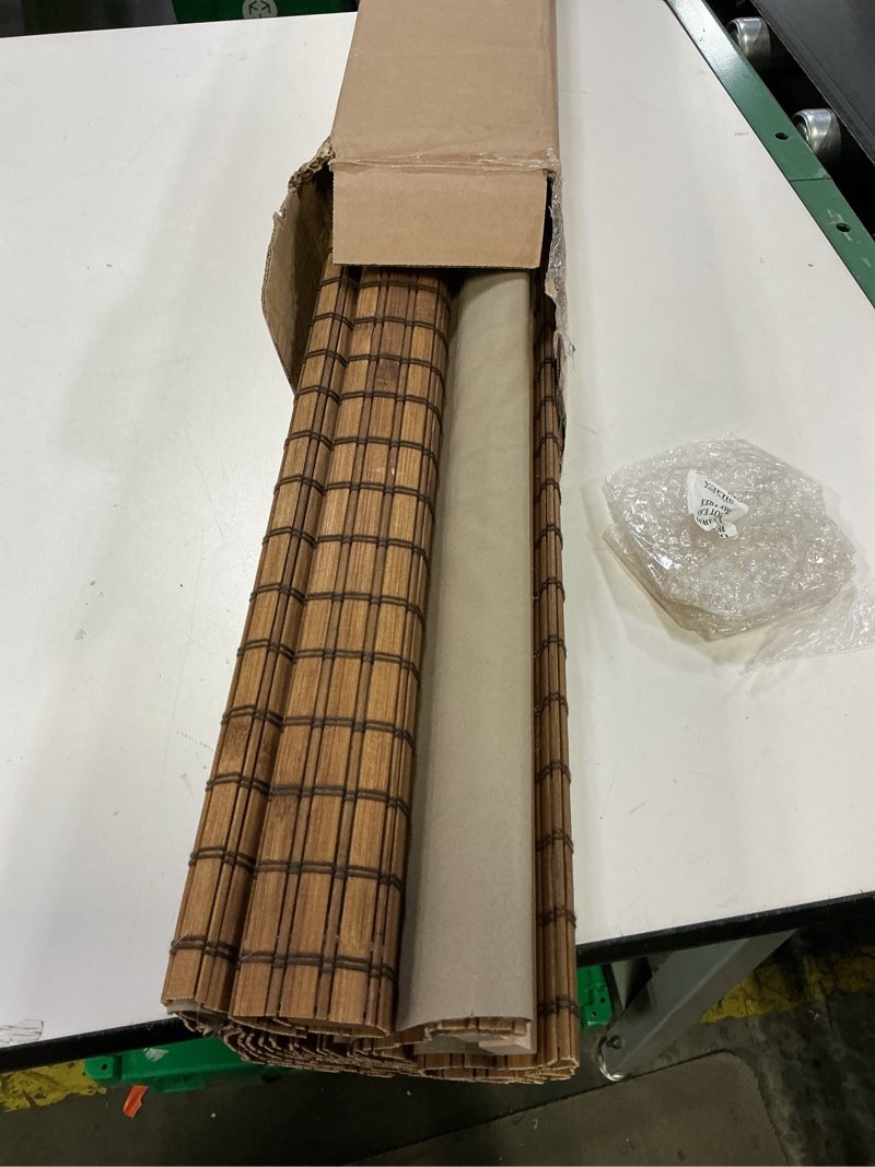 Condition photo showing Good Condition for Cordless Bamboo Roman Shades for Windows, 100% Blackout Backing Fabric for Light Blocking, 36" W × 64" H - Penang Teak Blackout - Penang Teak 36" W × 64" H