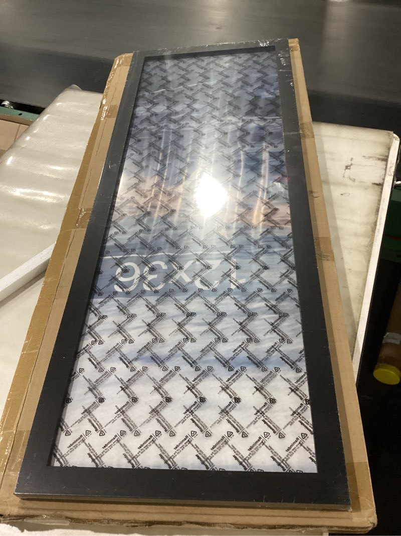 Condition photo showing New/Like New for 12x36 Picture Frame, Classic Black 12 x 36 Panoramic Poster Frame for Horizontal or Vertical Wall Mounting, 1 Pack Black 12x36