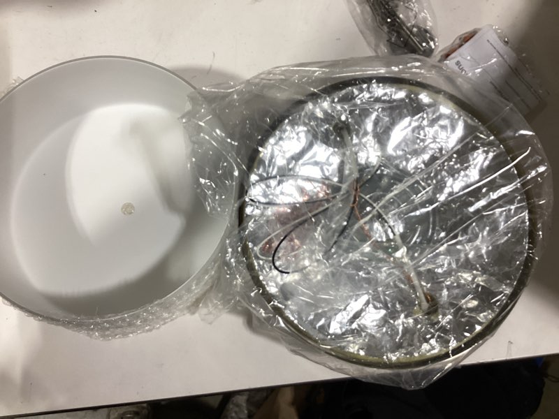 Condition photo showing Good Condition for emak brushed nickel ceiling light fixture, modern flush mount light fixture with milk glass shade, 11 inch 2-light ceiling lights for bedroom, living room, kitchen, hallway, bathroom, fm082-bn-ml brushed nickel & milk glass 2-light