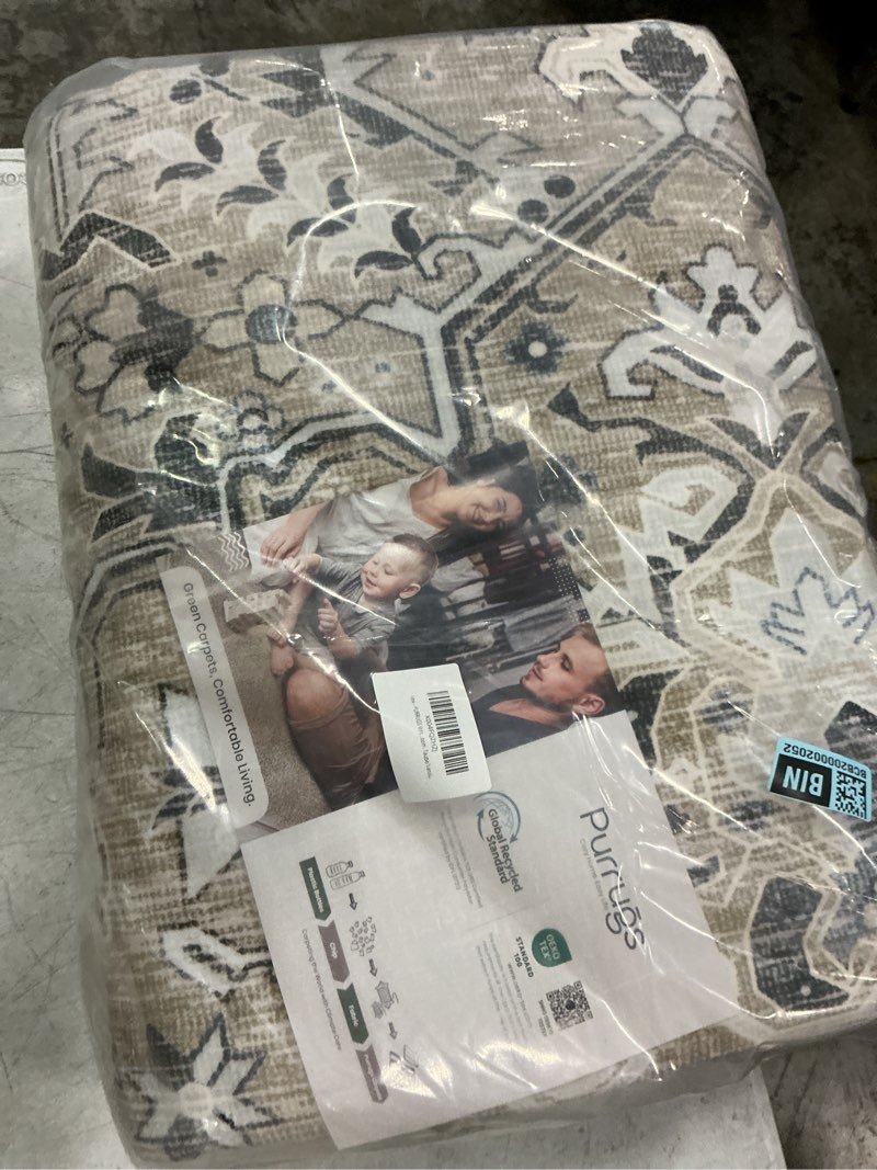 Condition photo showing New/Like New for purrugs vintage farmhouse boho throw rug 2x3 ft, non-slip machine washable rug, accent oriental area rug for entryway, kitchen, bedroom, living room and dining room, taupe/vanilla taupe/vanilla 2' x 3'