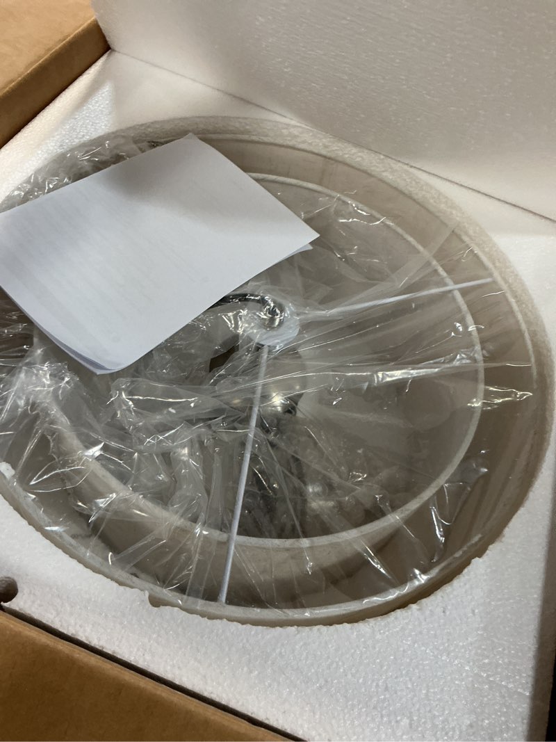 Condition photo showing Good Condition for buxvrcs semi flush mount ceiling light fixture, 3-light double drum lighting fixtures with fabric shade, 16" modern light fixtures ceiling mount close to ceiling light for bedroom (brushed nickel) brushed nickel+fabric