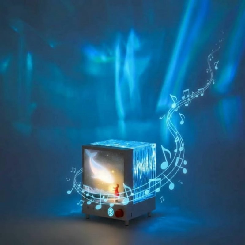 Northern Lights Projector with Bluetooth Speaker, 7 Colors Ocean Wave Galaxy Projector & White Noise