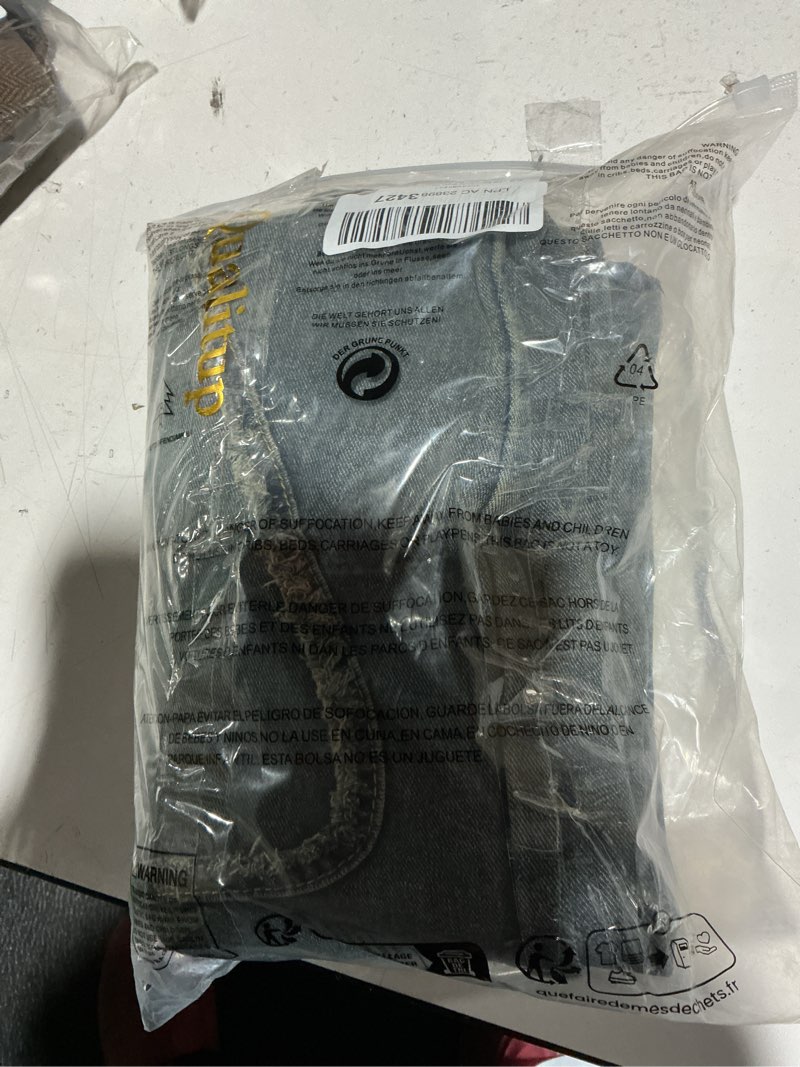 Condition photo showing Good Condition for Y2k Retro Niche Baggy deconstruction Tassel Ripped Jeans Men's and Women's Large Pocket Design Sense Work Pants Blue Large