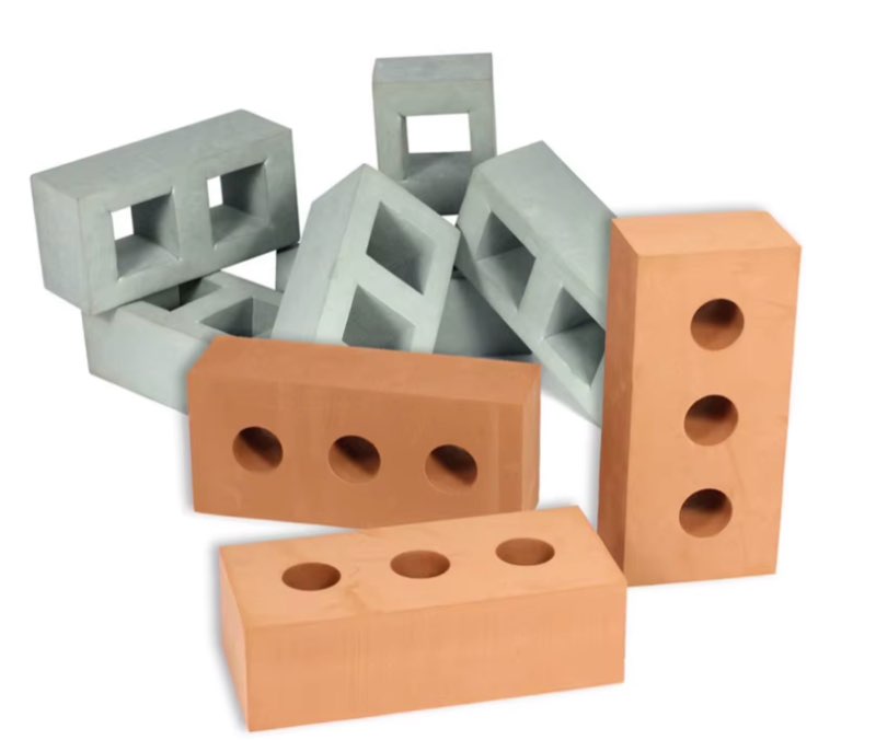 Soft Play Foam Bricks, Building Blocks Set for Kids, Includes Red Foam House Brick & Grey Foam Breeze Block, Safe Construction Toys for Toddlers & Children, Realistic Pretend Role Play