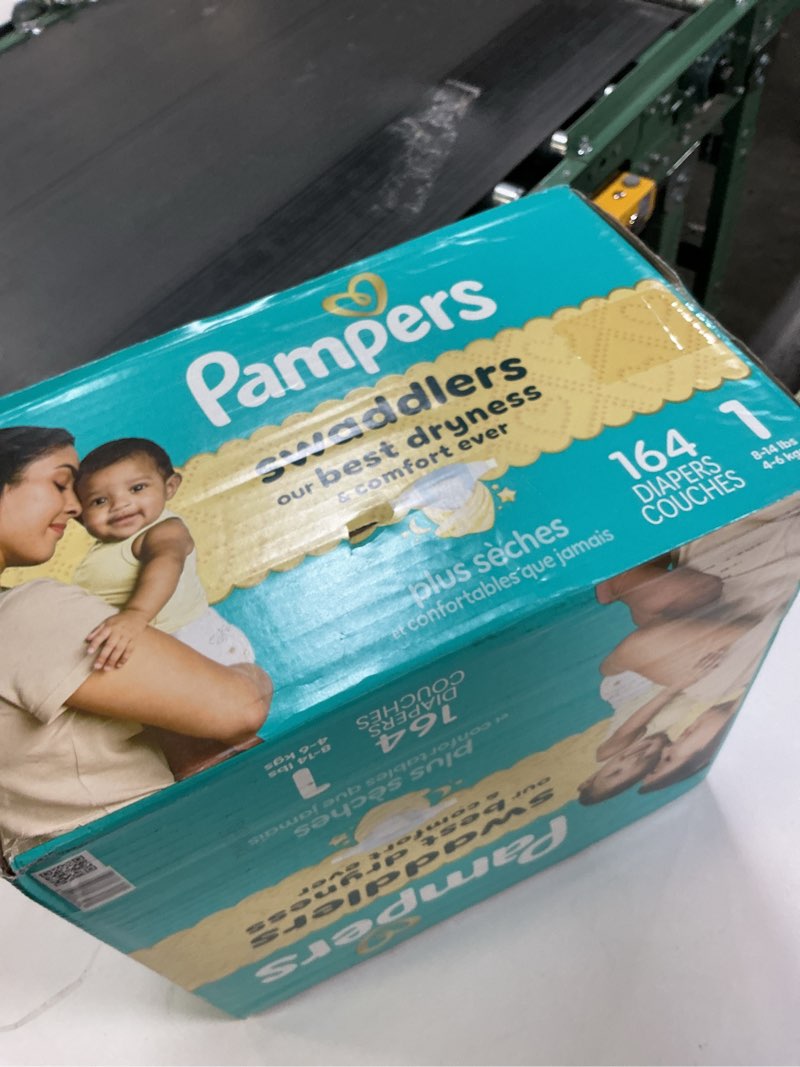 Condition photo showing New/Like New for Pampers Swaddlers Diapers, Size 1 (8-14 lbs), 164 Count, Absorbent, Keeps Baby Dry and Comfortable, Skin Safe Disposable Baby Diaper Size 1 164