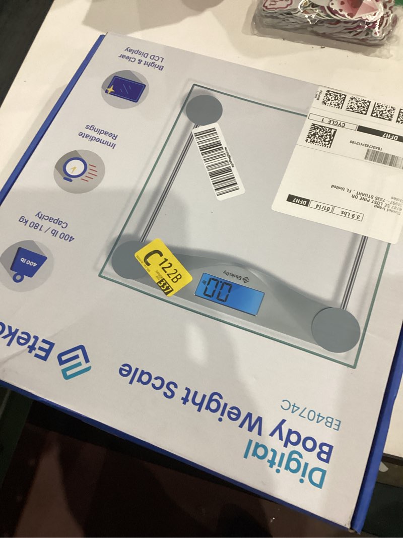 Condition photo showing Good Condition for Etekcity Digital Body Weight Bathroom Scale, Large Blue LCD Backlight Display, High Precision Measurements,6mm Tempered Glass, 400 Pounds Blinding Silver