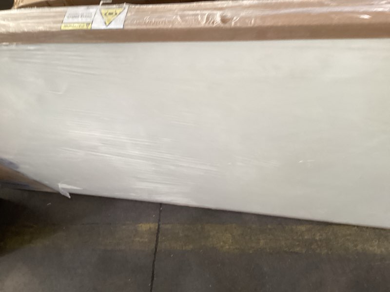 Condition photo showing As Is for barnsmith 42"x84" concealed sliding barn door, white primed flush solid core sliding hidden barn doo