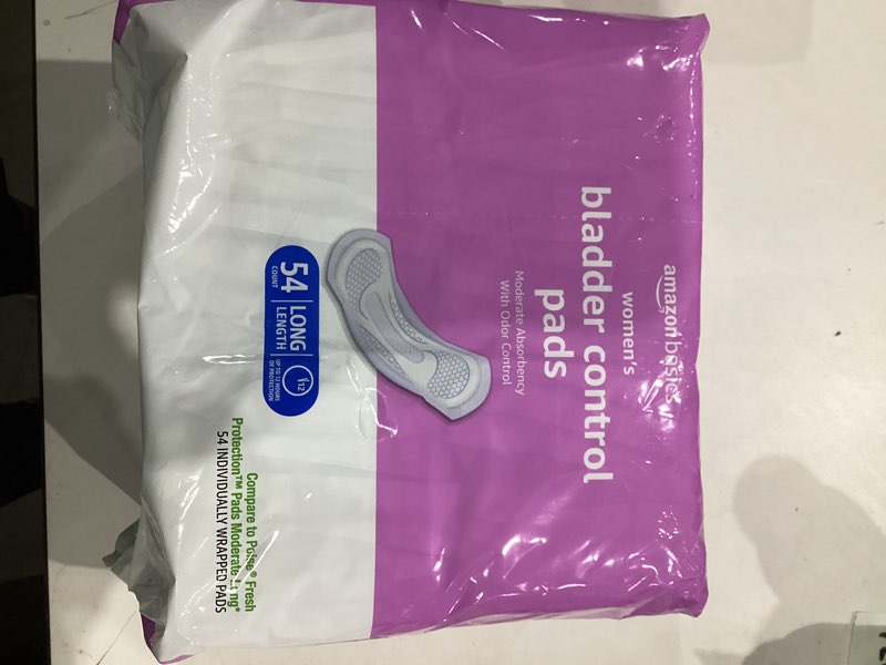 Condition photo showing New/Like New for amazon basics incontinence pads for women long, bladder control, postpartum, moderate absorbency, unscented