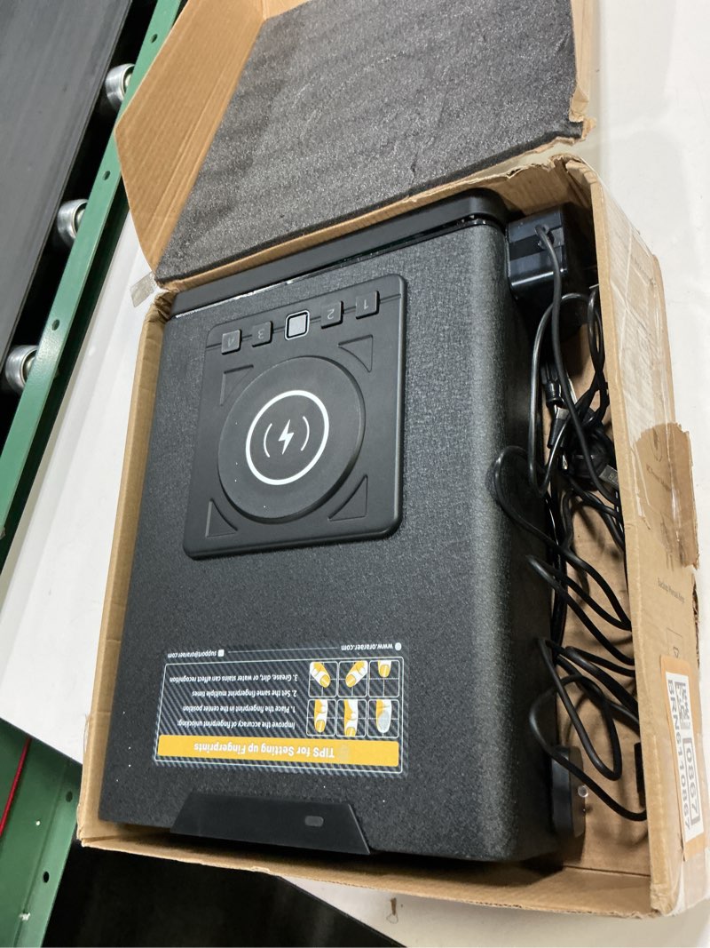Condition photo showing As Is for VAULTEK Smart Station™ Biometric Smart Safe with Built-in Wireless Phone Charger + Auto Open Drawer + WiFi Safe Management (WiFi + Biometric) (Black) WiFi + Biometric (Black)