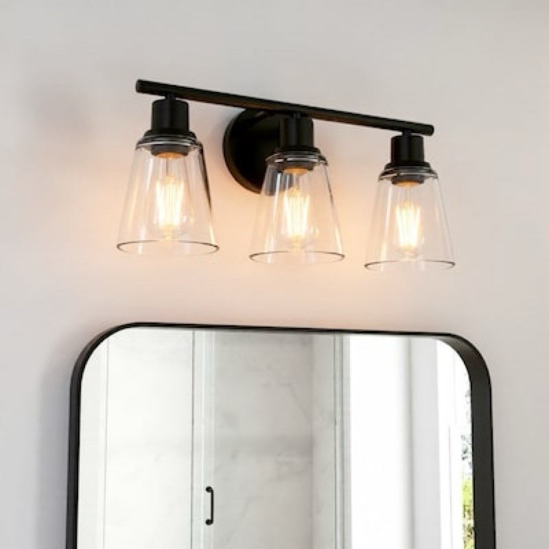 project source reno 18-in 3 light matte black transitional bathroom vanity light