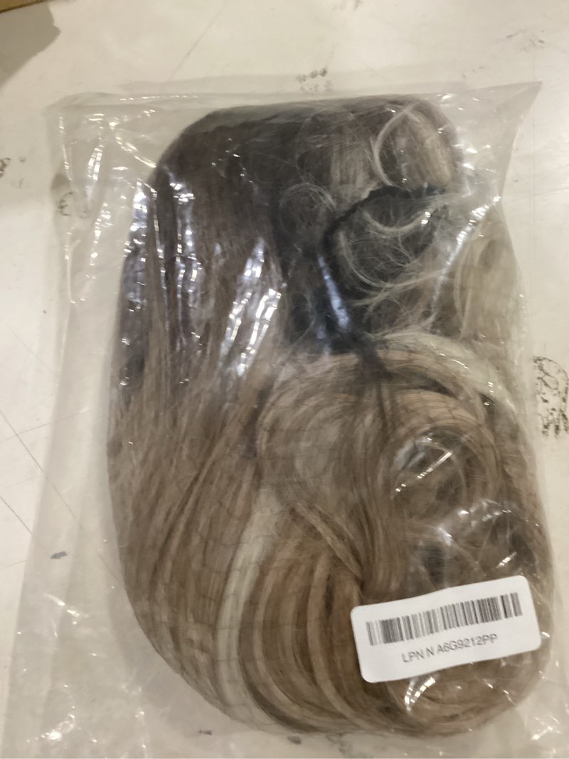 Condition photo showing Good Condition for Ombre Blonde Wigs with Bangs Long curly wavy Wig highlight platinum blonde Wig for Women Natural Synthetic Wigs for Daily Party Use 26IN(highlight platinum blonde) R60