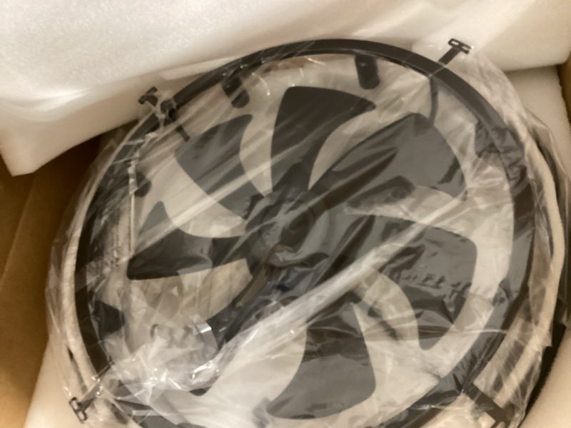 Condition photo showing Good Condition for 25'' farmhouse ceiling fan with light and remote, rustic light fixtures with adjustable height, black chandeliers for living room,bedroom,hallway, entryway lighting.