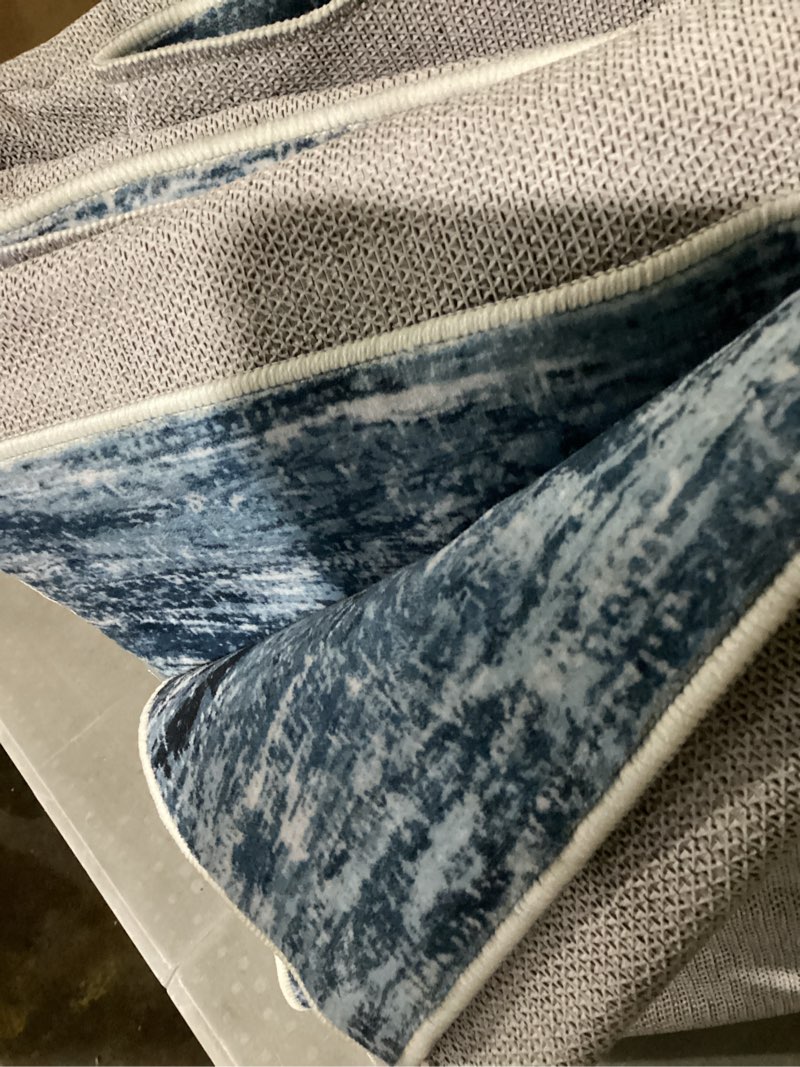 Condition photo showing Good Condition for similar modern abstract area rug for bedroom, navy blue gray neutral multi large super soft washable rugs with non-slip, non-shedding carpet for living room, indoor door mat for office home décor navy blue/gray/neutral/multi