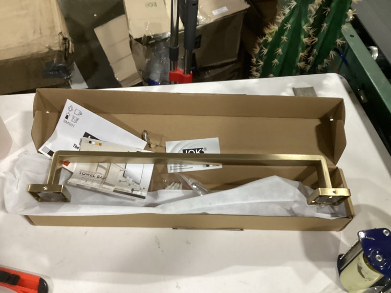Condition photo showing Good Condition for jqk champagne bronze towel bar, 16 inch 304 stainless steel thicken 0.8mm towel rack bathroom, towel holder wall mount, total length 18.41 inch, tb250l16-cb 16.41 inch champagne bronze