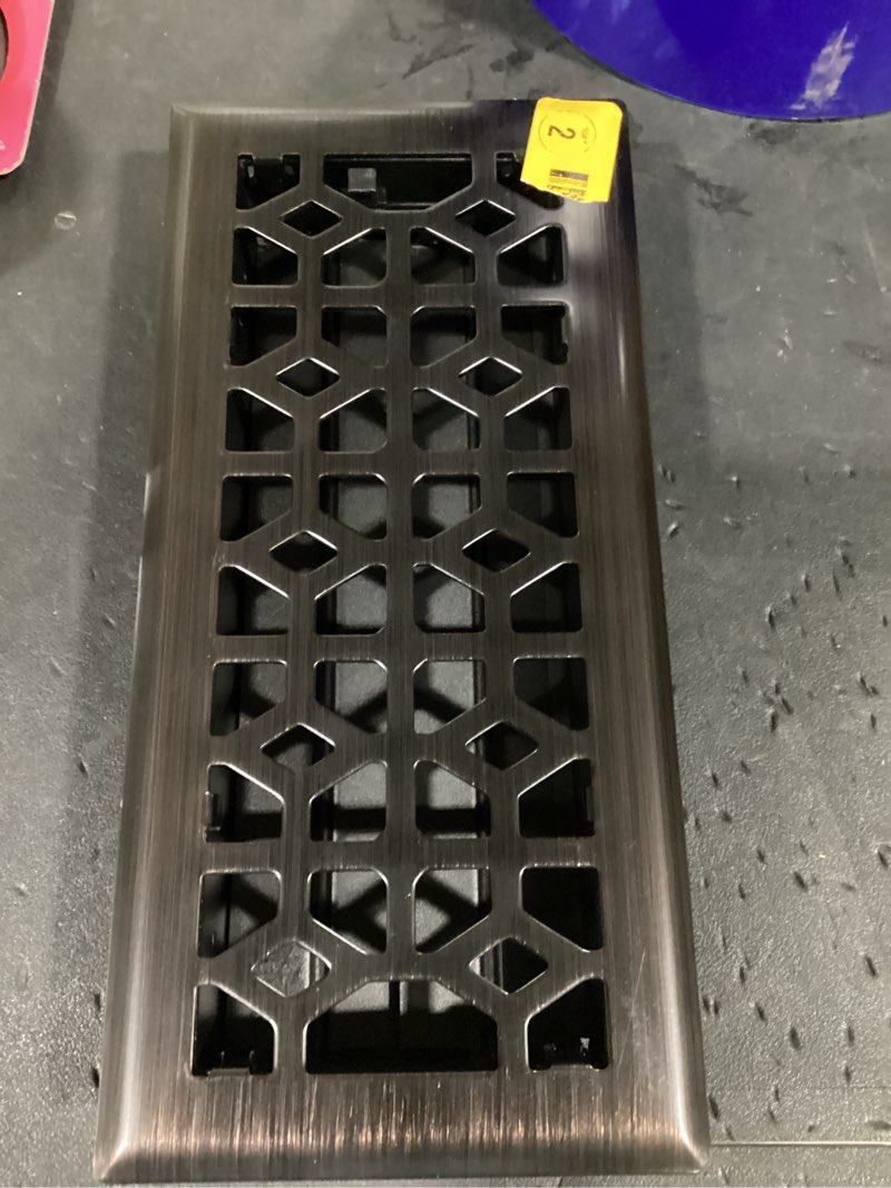 Condition photo showing Good Condition for allen + roth 4-in x 10-in maximum airflow steel oil-rubbed bronze marquis design floor register