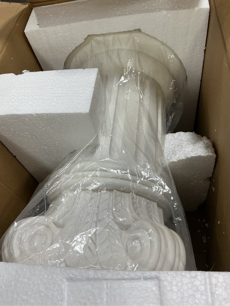 Condition photo showing Good Condition for modern elegant pedestal stand white for plants garden decor grecian style indoor outdoor resin pedestal stands with lonic volutes and acanthus leaf ideal for wedding party home decoration modern simplicity 45cm