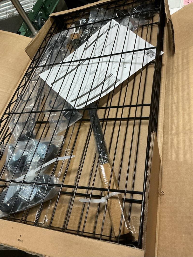 Condition photo showing Good Condition for izeuk heavy duty rolling garment rack with 3 adjustable wire shelves, hanging rod & side hooks - mobile clothes rack with wheels, 29.5" w x 15.7" d x 75" h, black black 3 tier with 2 rods, 15.7"d x 29.5"w x 75"h