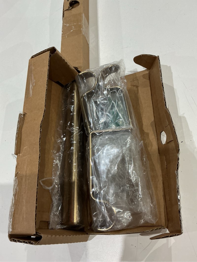 Condition photo showing Good Condition for ivilon drapery window curtain rod - end cap style design 1 inch pole. 28 to 48 inch color warm gold 28 to 48 in.