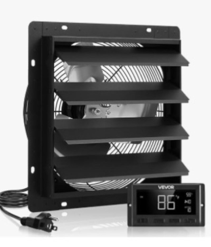 vevor 14 inch exhaust fan, wall mounted attic fan with variable speed, temperature & humidity contro