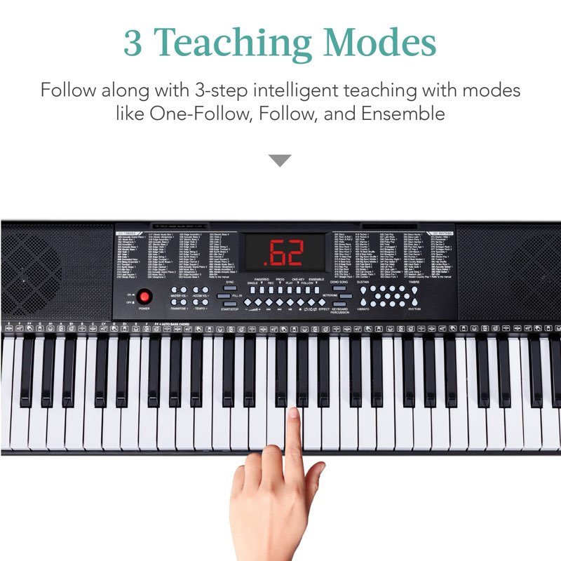 61 key piano keyboard?keyboards piano with Built-In Speaker Microphone, Sheet Music Stand and Power Supply, Portable Electronic Keyboard Piano for Beginners