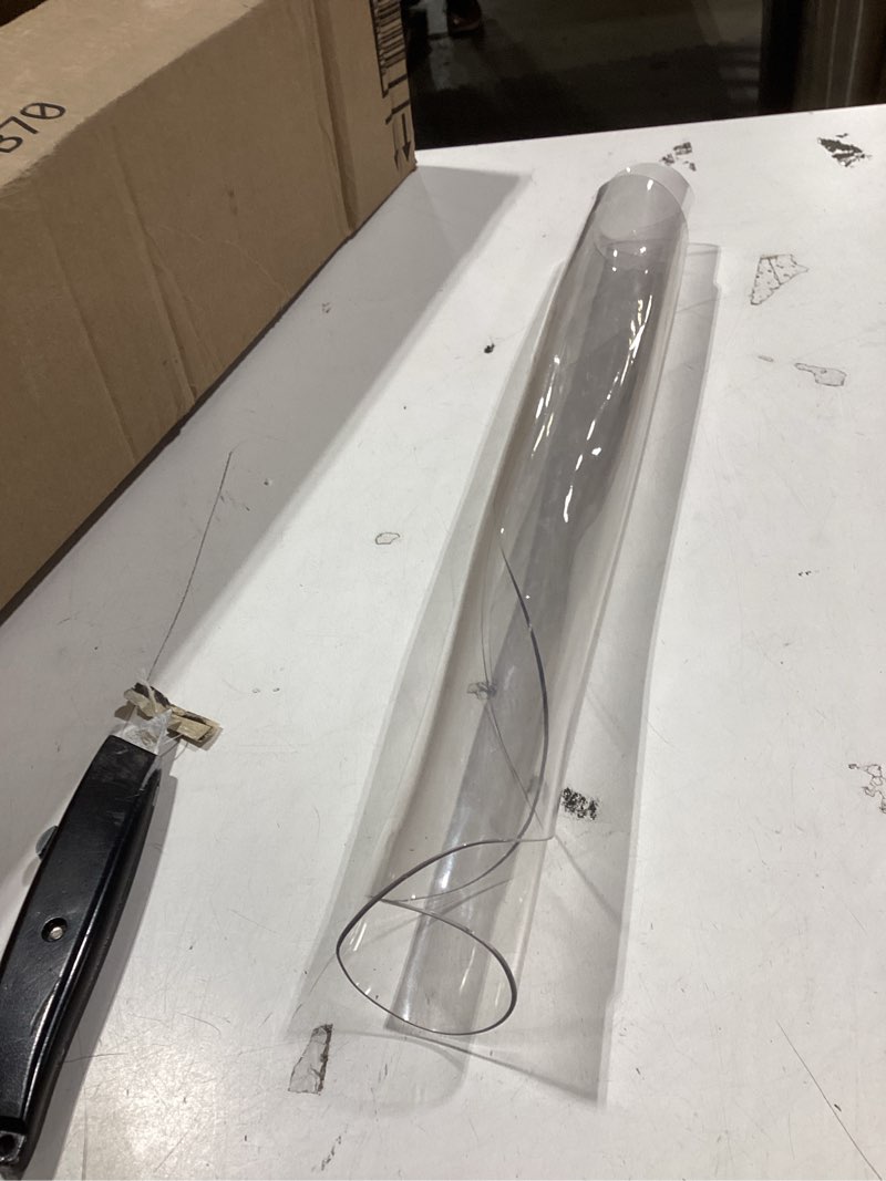 Condition photo showing New/Like New for NECAUX 18 Inch Round Clear Table Cover Protector, 1.5mm Thick Upgraded Version, Unshrinkable Waterproof Plastic Tablecloth Protector Circle Table Pad Placemat for End Table Coffee Table Night Stand DIA 18 Inch Clear 1.5mm