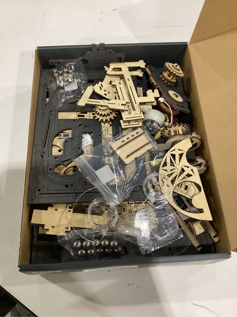 Condition photo showing As Is for robotime motorized wooden puzzles for adults - 3d puzzles for adults lgc01 marble spaceport - wooden marble run model to build - space/stem/engineering gift