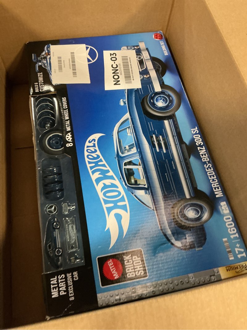 Condition photo showing New/Like New for Mattel Brick Shop Hot Wheels Premium Series Building Set, Mercedes-Benz 300 SL with 1600 Pieces, Realistic Details and Metal Parts, Adult Collectors