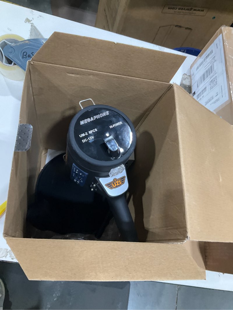 Condition photo showing Good Condition for uzi high power loud big bluetooth megaphone 50w, professional bullhorn megaphone used by first responders, police & agencies, rechargeable battery, pa system, outdoor activitie round-1