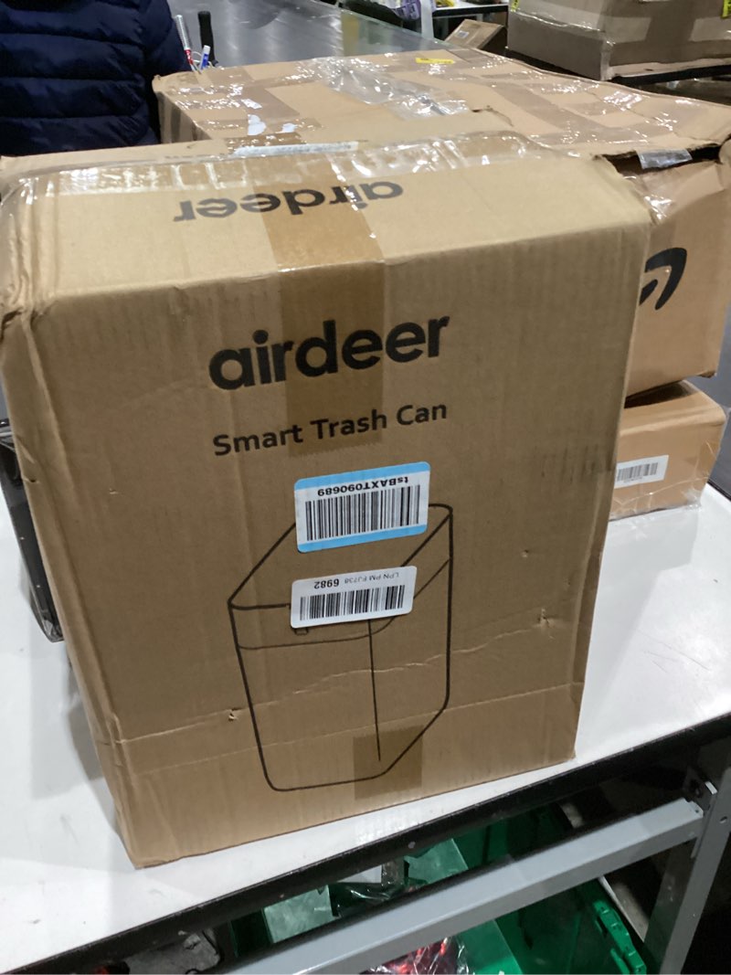 Condition photo showing As Is for Airdeer Automatic Trash Can, 3 Gallon Self Sealing and Self-Changing Smart Trash Can, Motion Sensor, Touchless Garbage can with lid for Kitchen Bathroom Bedroom Office, 6 Refill Rings(C3, White)