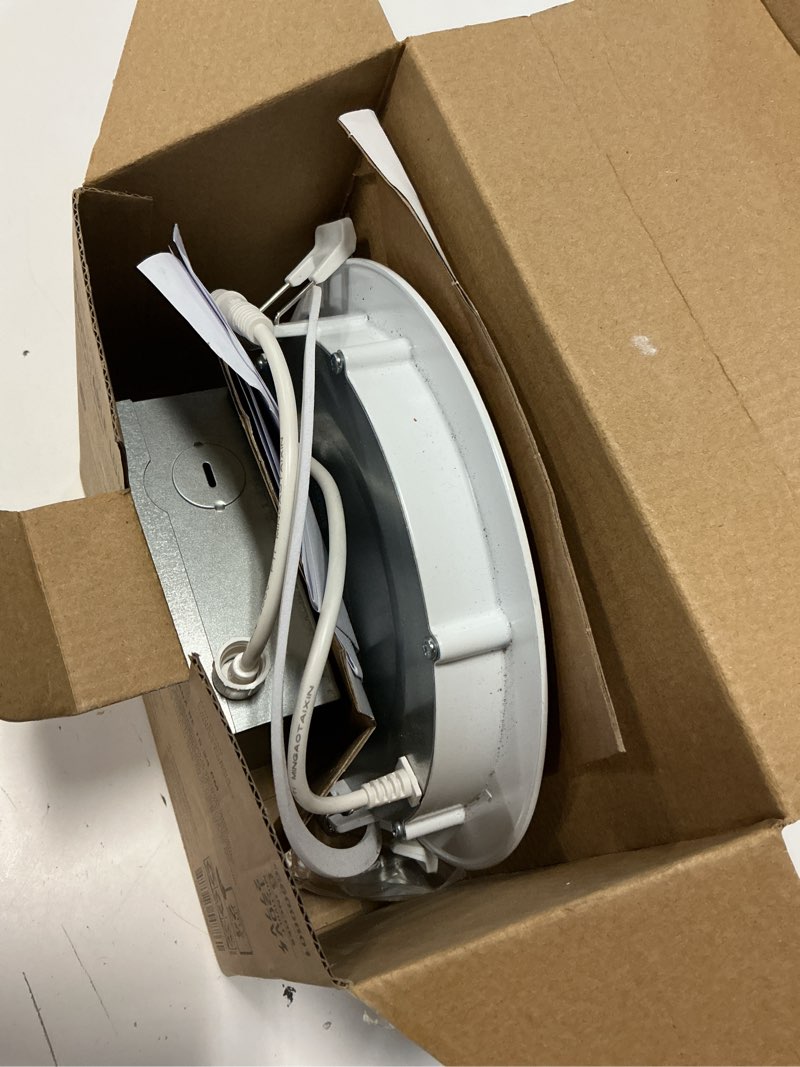 Condition photo showing As Is for utilitech white 6-in 1200 -lumens warm white round dimmable led canless wet rated recessed downlight